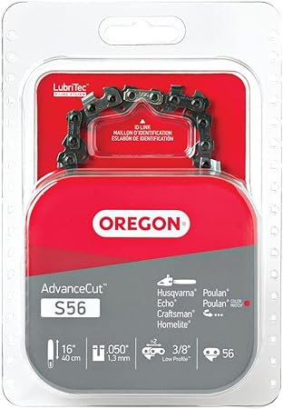 Oregon S56 Micro Chisel Saw Chain for 16 Bar – 56 Drive Links (1 Pack)